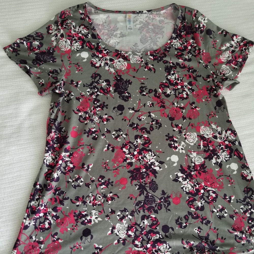 Lularoe Classic Tee Disney Gray Roses L